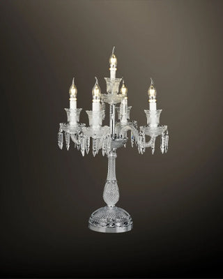 Victorian Crystal Candelabra Table Lamp - 6 Light